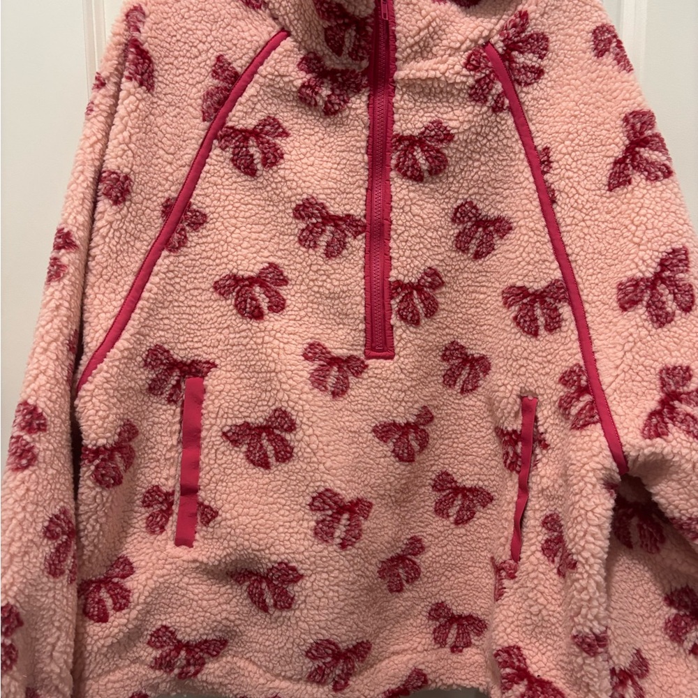 Pink and Red Bow Fleece Pullover